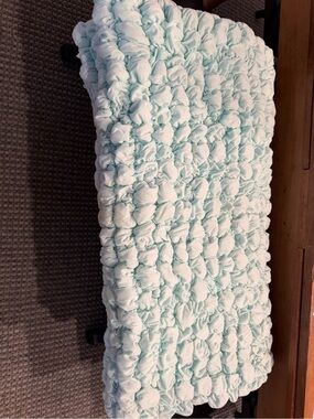 Pottery Barn Teen Ruffled Throw Blanket - Light Mint